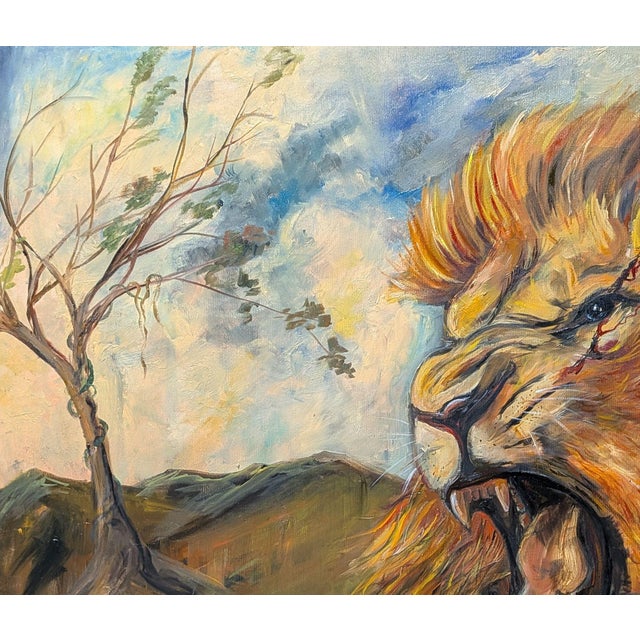 Tetiana Andriyovych Roar of the Lion – Original Oil Painting on Canvas Contemporary Art Animals For Sale - Image 4 of 7