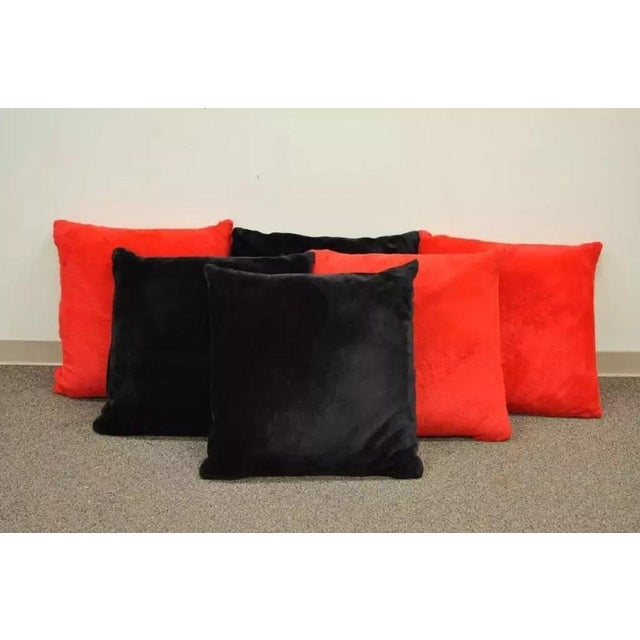 (6) Vintage 27" Mid Century Modern Oversized Plush Red & Black Floor Throw Pillows. Listing includes 3 red and 3 black...