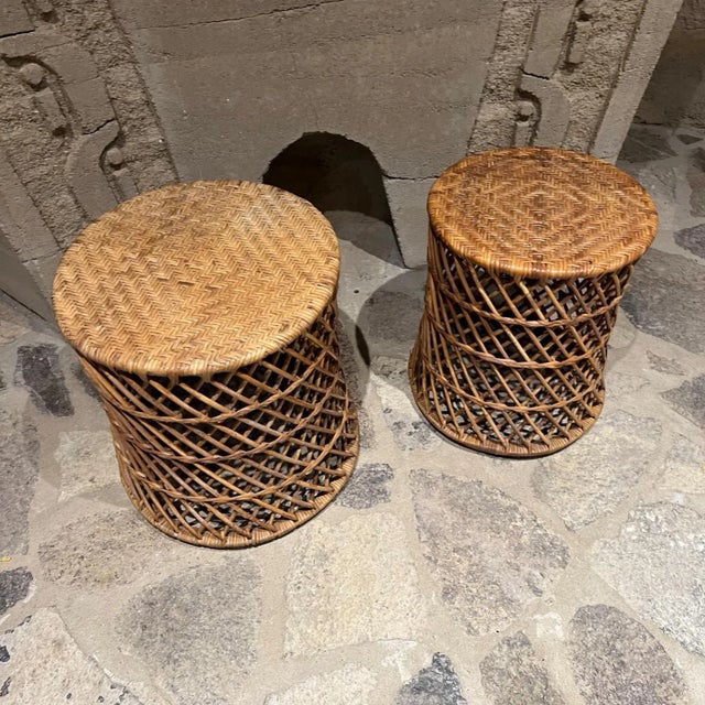 1970s Set of Modern Cane Nesting Tables Mid 20th Century For Sale - Image 10 of 10