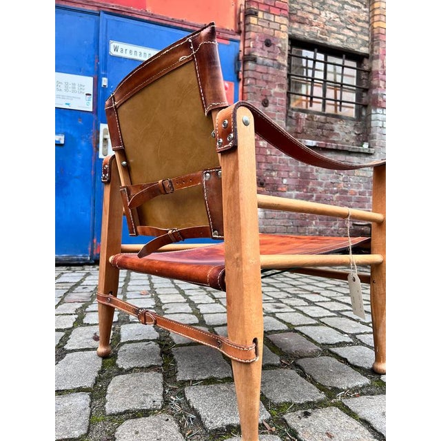 Safari Armchair with Cognac-Colored Leather Upholstery from Aage Bruun & Søn For Sale - Image 10 of 11