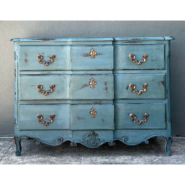 Cerulean Vintage Patinated Roll Front Commode For Sale - Image 8 of 12