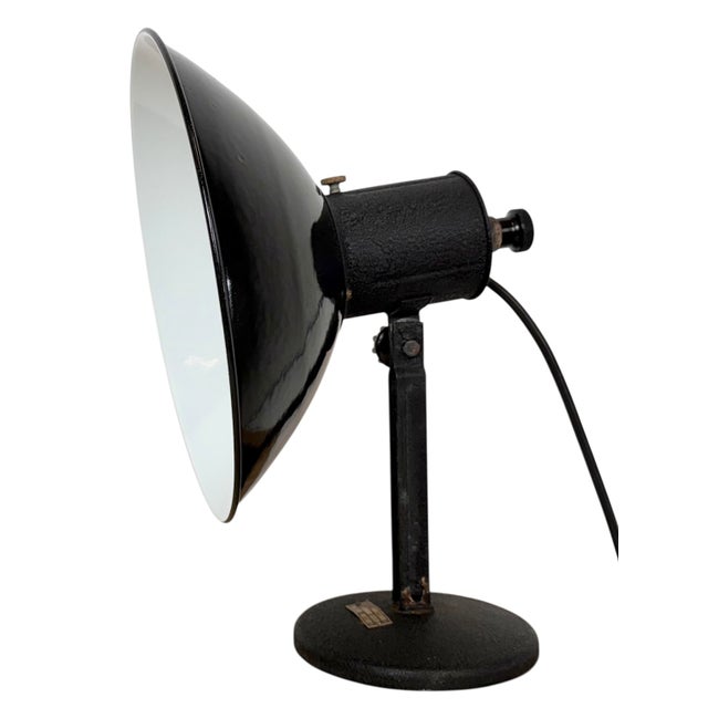 Vintage Industrial Black Enamel Table Lamp from EB, 1950s For Sale - Image 17 of 17
