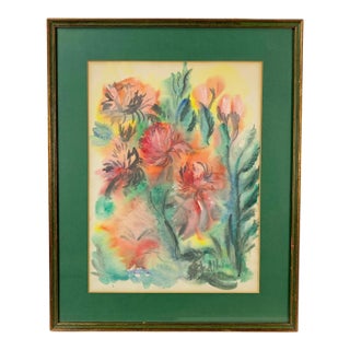 1970s Watercolor Floral Still Life. For Sale