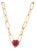 18k Solid Gold Paperclip Chain Necklace With 1.34 Ct Ruby Heart Pendant- 17inch For Sale