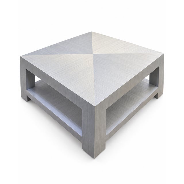Off-white Grasscloth Wrapped Cocktail Table For Sale - Image 8 of 8