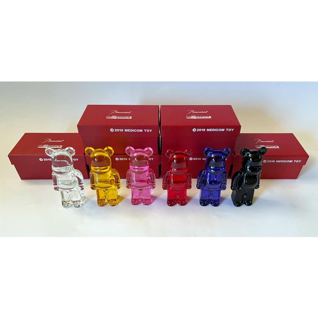BACCARAT Bearbrick set of 6 glass crystal figurines from collaboration with the Japanese brand Medicom Toy / Made in...