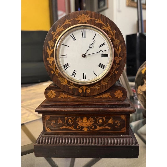 Early 19th Century English Regency Desk Clock With Inlay For Sale - Image 10 of 10