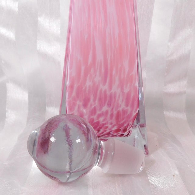 1970s Pink and White Pyramid Shaped Perfume Bottle For Sale - Image 5 of 7