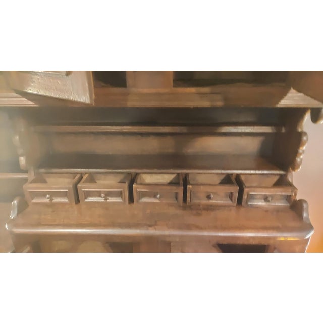 Brown 18th-Century Swiss Alpine Two-Piece Oak Hutch — Hand-Crafted by Artisan Farmers, Winter Workshop Piece For Sale - Image 8 of 16