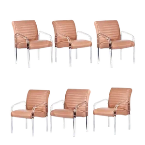 Lucite and Leather Lounge Chairs Designed by Leon Frost for Lion in Frost, Signed in Lucite