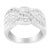 A unique women's diamond bypass ring with an intricate braided design of round and baguette diamonds. The ring is crafted...