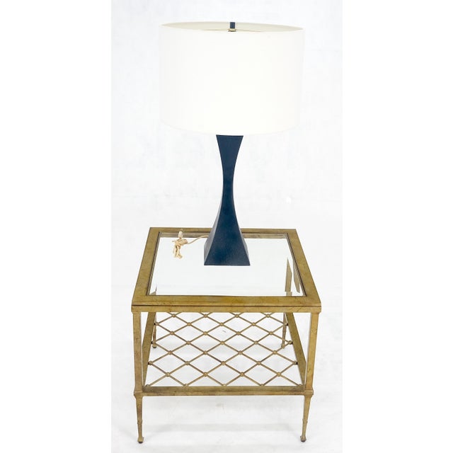 Mid-Century Modern Mid Century Modern Concave Pyramid Shape c1960s Black Enamel Table Lamp For Sale - Image 3 of 10