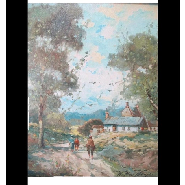 1920s Walter Wurst Landscape O/B Original Gold Gilt Lemon Scoop Frame. For Sale - Image 4 of 5