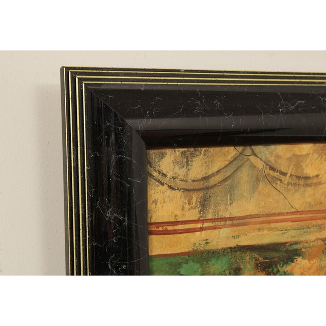 Mid 20th Century Roman Fresco Oil Painting Signed 'Fabriano' with Black Frame For Sale - Image 10 of 18