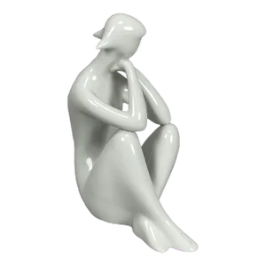 Vintage 1990s Royal Dux Czech Bohemian Art Porcelain Seated Nude Woman Figure