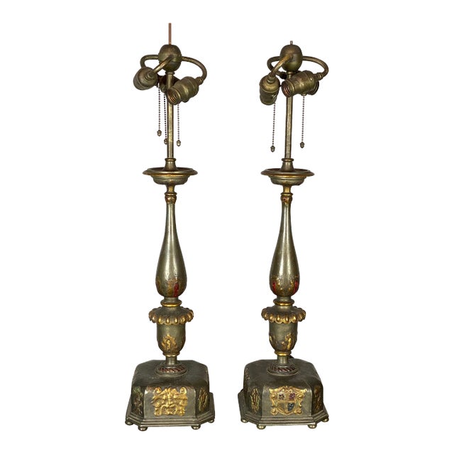 Caldwell Pewter and Bronze Table Lamps - A Pair For Sale