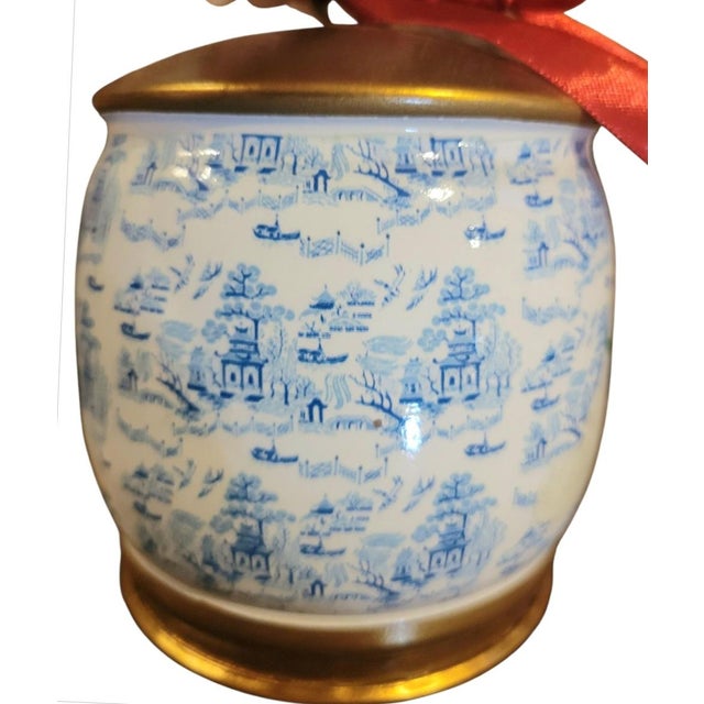 A sweet pretty big custom made blue and white Staffordshire decorative hanging bell. This is such an adorable piece as an...