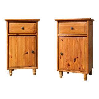 Leksvik Bedside Table with Drawer and Cupboard with Left and Right Doors from Ikea, Set of 2 For Sale