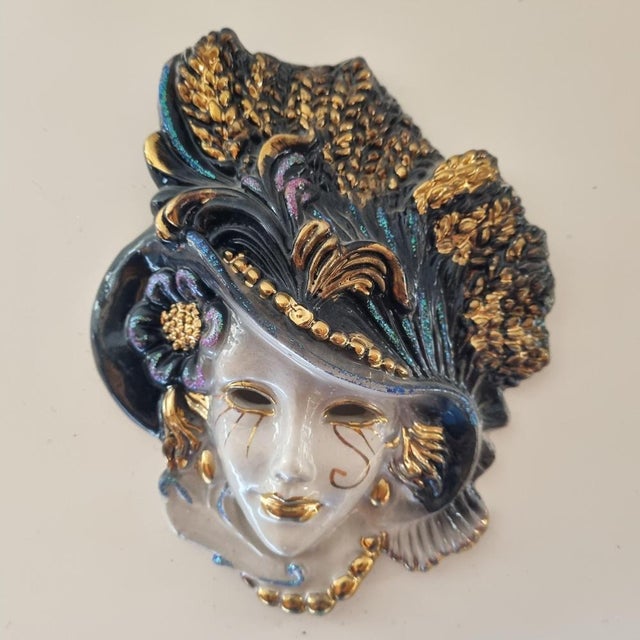 Ceramic Venetian Ceramic Mask, Italy, 1980s For Sale - Image 7 of 7