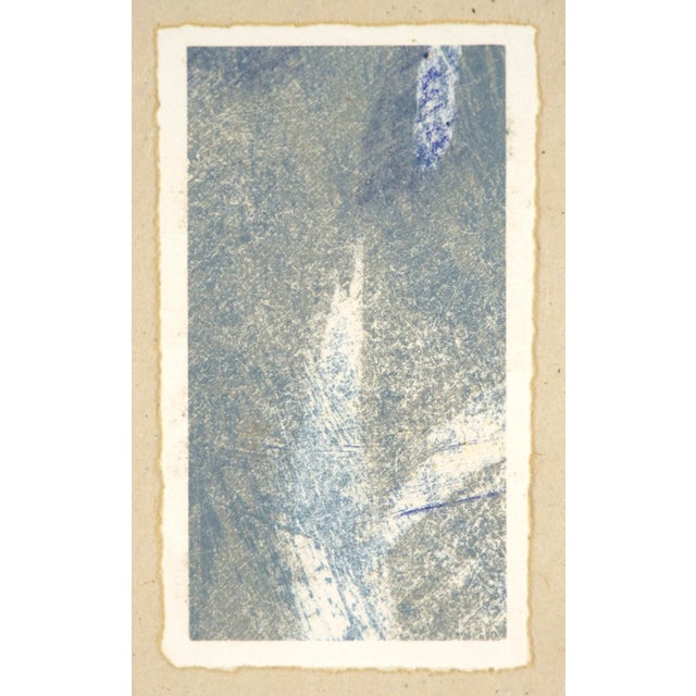 Delicate Abstract Lithograph in Pale Blues and Greys by American Beat artist Will Peterson (1928-1994.) This lithograph...