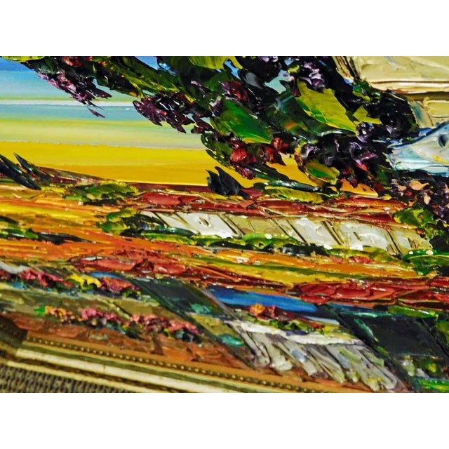 Textile Maya Eventov "Untitled" Custom Frame Original Acrylic Flowers Hand Signed For Sale - Image 7 of 10