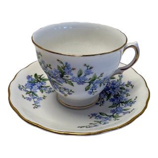 Mid 20th Century Royal Vale Forget-Me-Not Bone China Teacup & Saucer, England For Sale