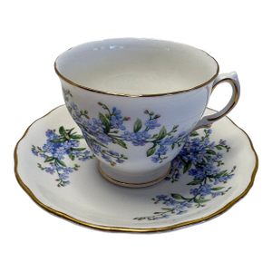 Mid 20th Century Royal Vale Forget-Me-Not Bone China Teacup & Saucer, England