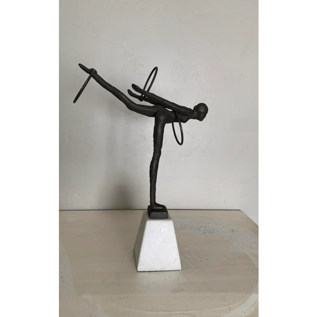 Late 20th Century Vintage Acrobat With Hoops Modern Contemporary Bronze Sculpture For Sale - Image 5 of 6