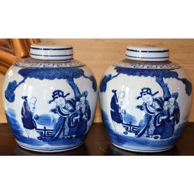 Contemporary Chinoiserie Ginger Jars With Deities - a Pair For Sale In Houston - Image 6 of 10