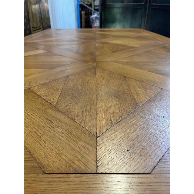 Iron Dining Table with Oak Parquet Top For Sale - Image 5 of 7