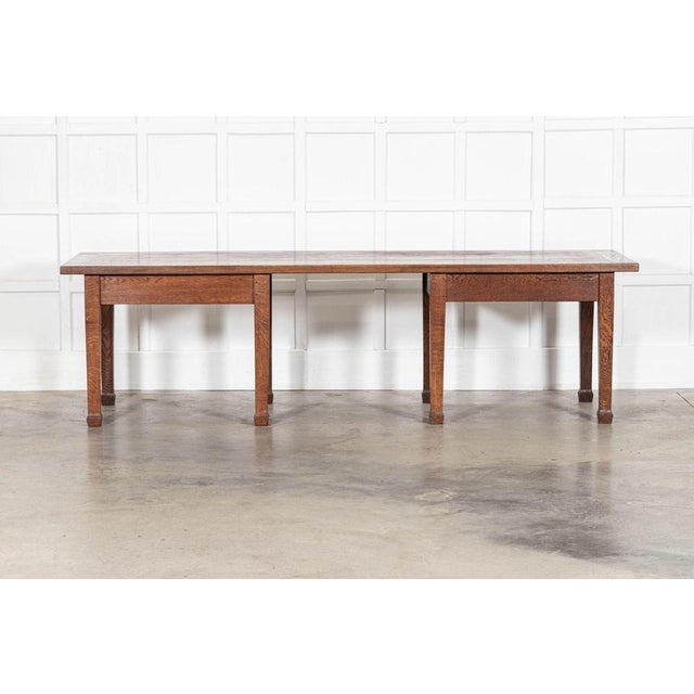 English Monumental Oak Library Table, 1930s For Sale - Image 12 of 16
