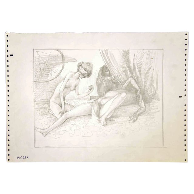 Leo Guida, Adam and Eve, Original Mixed Media Artwork, 1970s For Sale