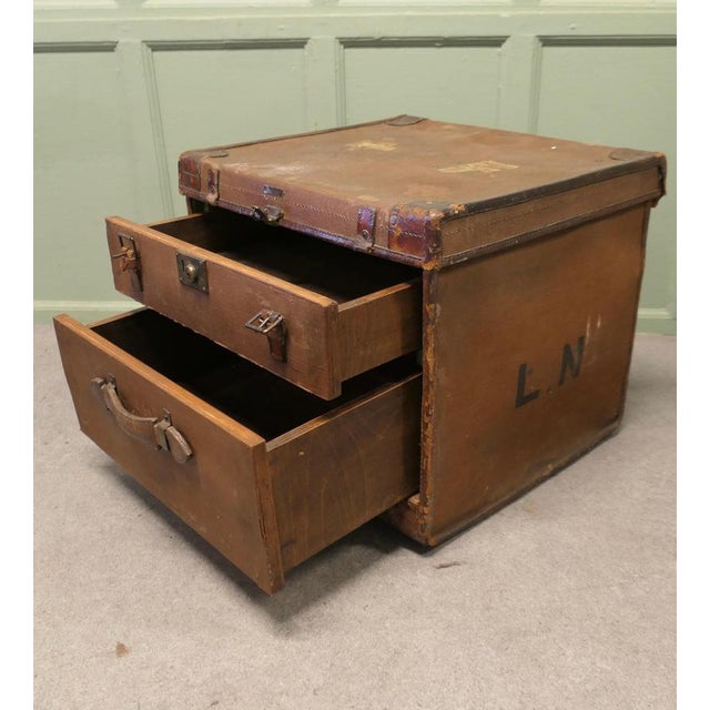 Antique Canvas Travel Trunk For Sale - Image 5 of 8