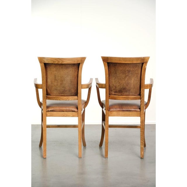 Sheepskin Dining Chairs in Warm Cognac Color, Set of 2 For Sale - Image 3 of 15