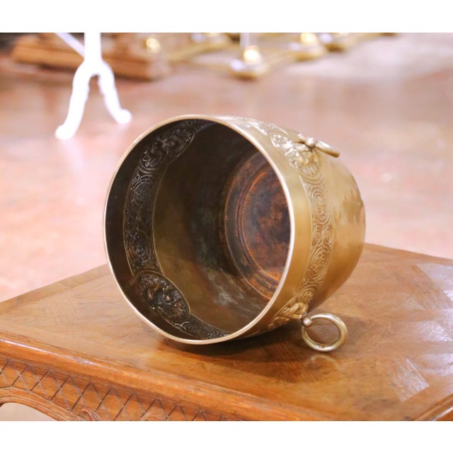 Bronze 19th Century French Bronze Jardinière Cache Pot With Lion Ring Handles For Sale - Image 8 of 9