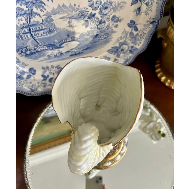 Mid 20th Century Nautilus Shell Form Porcelain Vase With Coral Details For Sale - Image 5 of 7