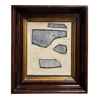 "Stones" Abstract Art in Antique Frame, Transitional Living Room Wall Art by JTS For Sale