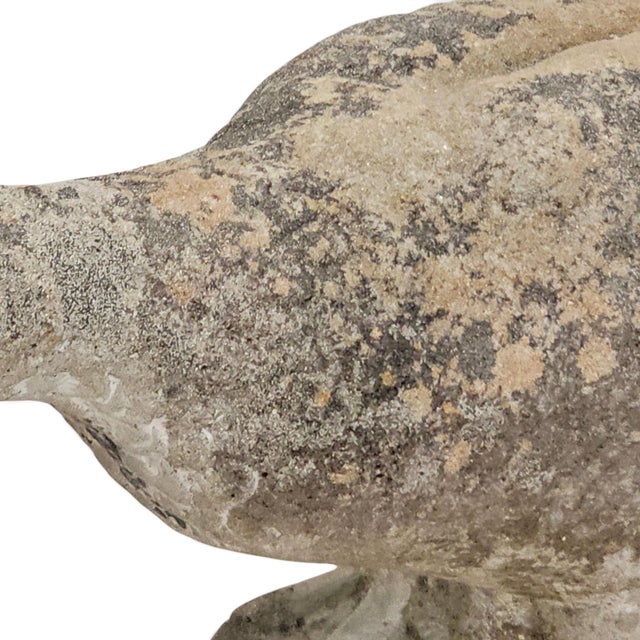 Cream 1950s French Weathered Concrete Garden Geese With Lichen Patina, Pair For Sale - Image 8 of 16