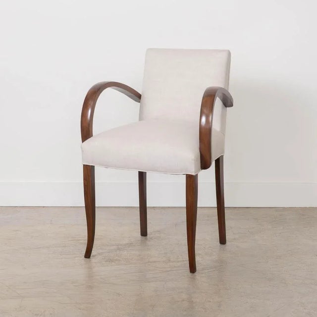 Mid-20th Century French Wood and Linen Side Chair For Sale In Los Angeles - Image 6 of 15