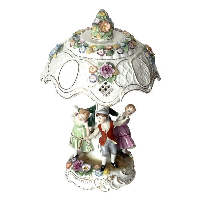 Porcelain Lithophane Table Lamp, 1950s For Sale