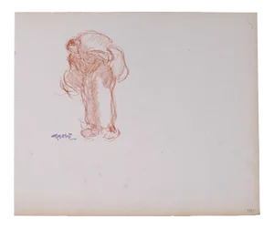 Georges Gobo, Woman Carrying the Burden, Drawing, Early 20th Century