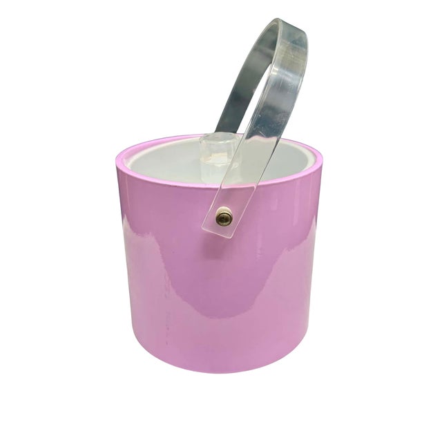 Mid-Century Modern Vintage Mr. Ice Bucket Pink Lucite Ice Bucket For Sale - Image 3 of 9