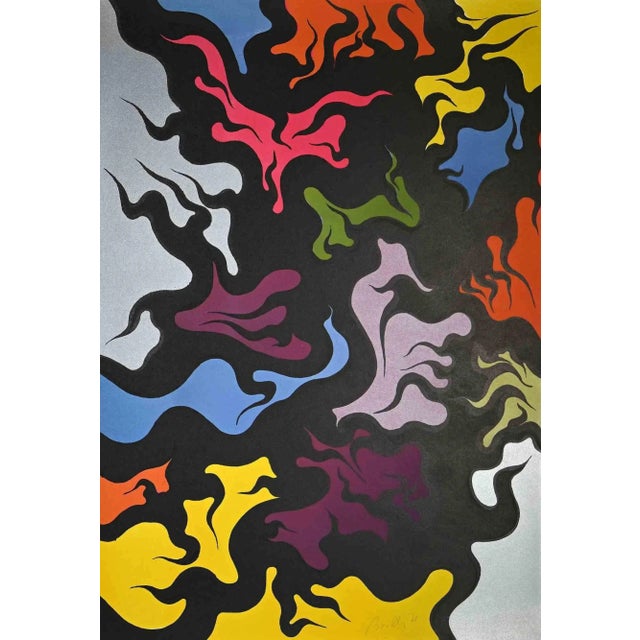 Modern Luigi Boille, Composition, Screen Print, 1971 For Sale - Image 3 of 3