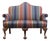 High End Vintage Solid Mahogany Traditional Style 54" High Camelback Loveseat Settee W. Striped Upholstery For Sale