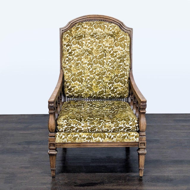 Add a classic touch to your lounge with this Thomasville chair. It features a sturdy carved wood frame and comfortable...