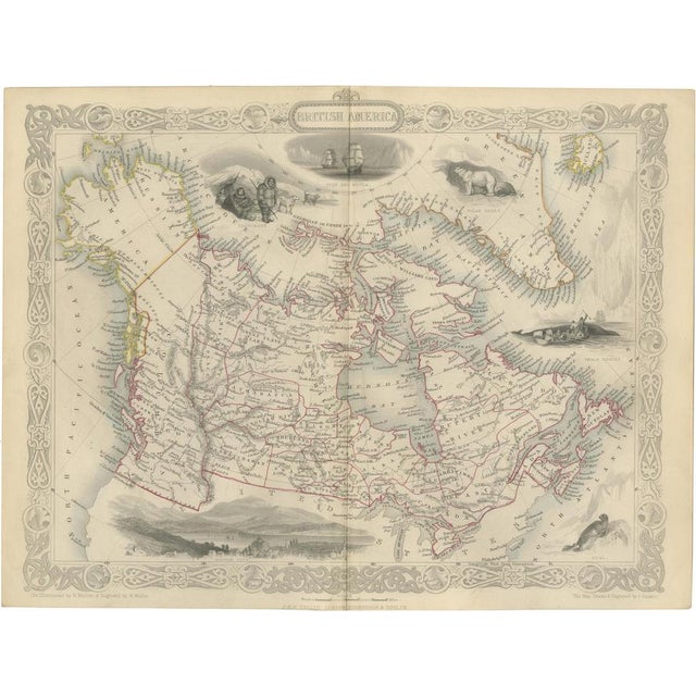 Paper Antique Map of British America by Tallis, 1850s For Sale - Image 7 of 7