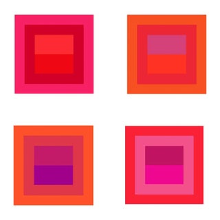 Abstract Geometric Color Study Set of 4 Prints in Reds and Pinks - 11" X 11" For Sale