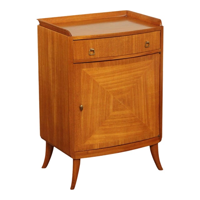 Mid Century Modern Parquetry Satinwood Nightstand Cabinet For Sale