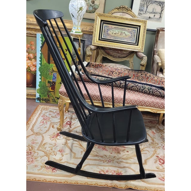 Mid-Century Modern 1960s Grandessa MCM Rocking Chair Attributed to Lena Larsson Design For Sale - Image 3 of 9