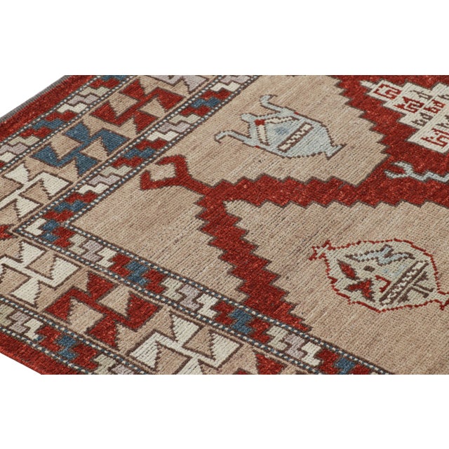Rug & Kilim’s Konya Style Rug in Taupe and Red With Geometric Patterns For Sale In New York - Image 6 of 7